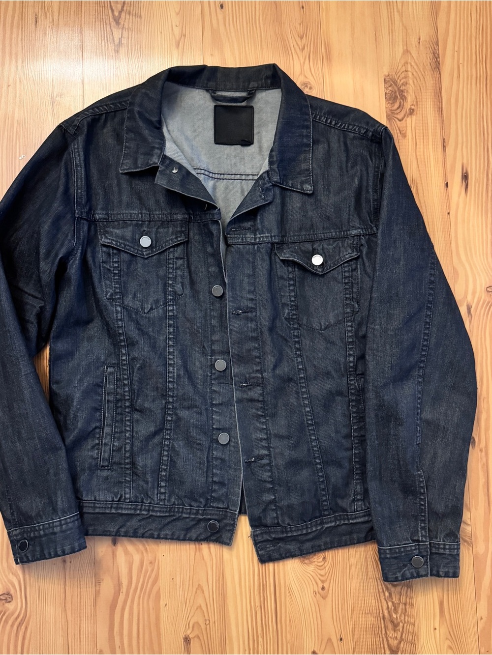 Blank NYC Dark Blue Denim Trucker Jacket